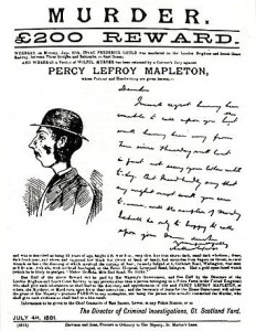 1881, the first "wanted" poster to include an image of the accused.